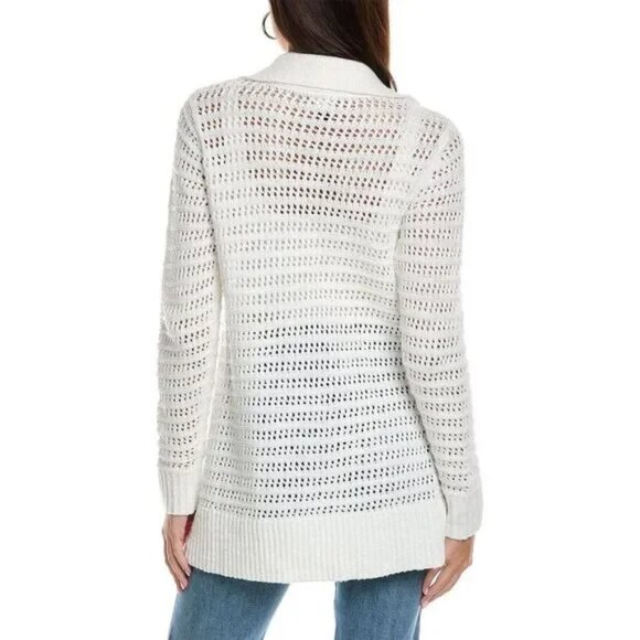 CAbi White Open Stitch Long Sleeve Cardigan Sweater #6237 Size XL - Picture 2 of 8